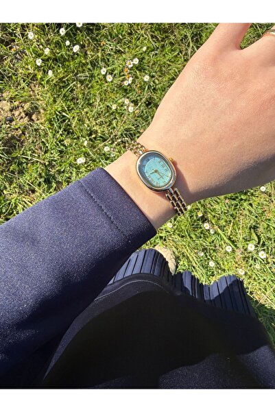 rubsey Retro Minimal Metal Kordon Vintage Kadın Kol Saati Altın