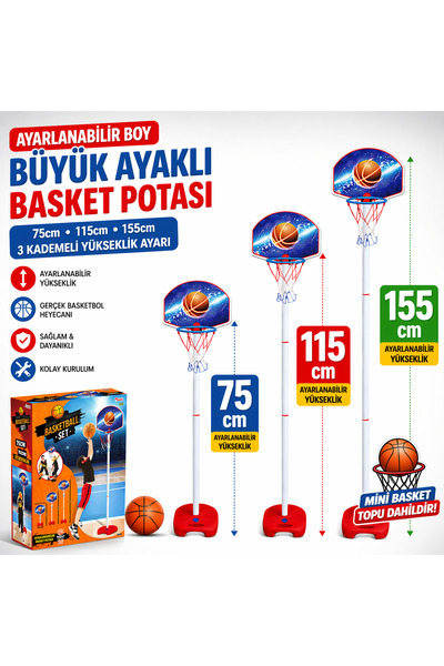 Çocuklar İçin Büyük Ayaklı Basket Potası | Küçük Basketbol Oyunu | İç ve Dış Mekan