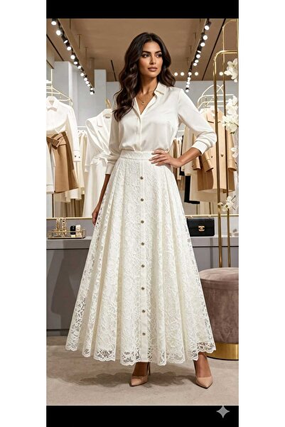 greymoda Δαντελένια φούστα με φαρδύ τελείωμα