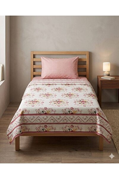 ŞENER HOME Μπουκέτο Σετ Πικέ Μονό με Σεντόνι και Ελαστικό - Σολομός