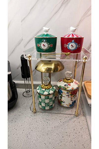 innossa pleksi dekorasyon Οργανωτής 2 επιπέδων με γυαλιστερά χρυσά πόδια από ...