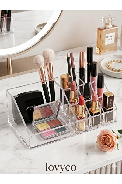 LOVYCO Organizator de machiaj transparent premium – Suport pentru ruj acrilic...