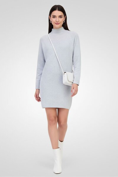 Hugo Boss Women Heather Knitted Sweater Dress, Light Grey