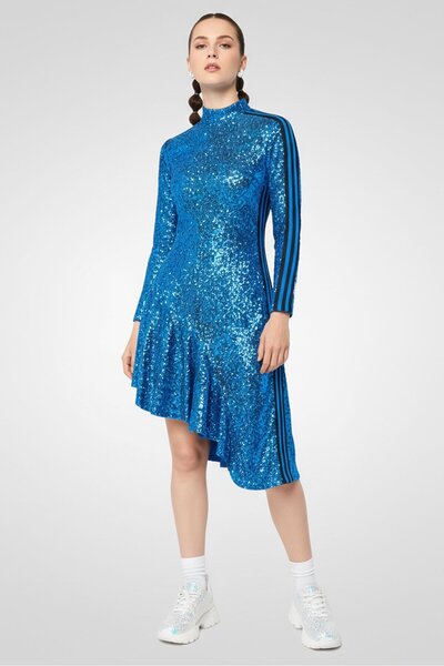 adidas Women Sportswear Fit Sequins Dancing Dress, Blue