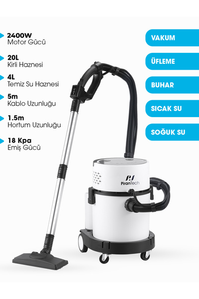 PiranTech RLZ 208 4’ü 1 Arada Buharlı Temizlik Robotu | 2400W | 20L