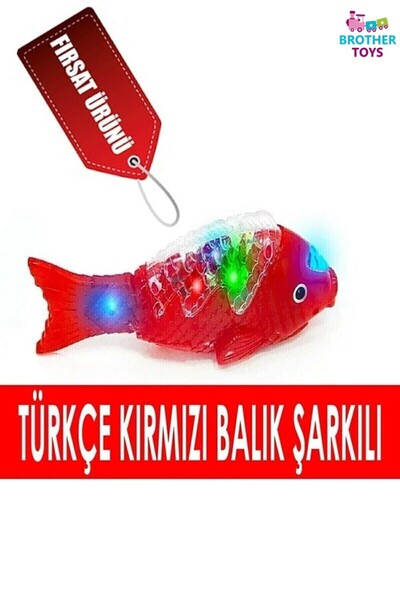 Brother Toys Kırmzı Balık Şarkılı Işıklı Yürüyen Balık Bebeklerin Emekleme Ar...