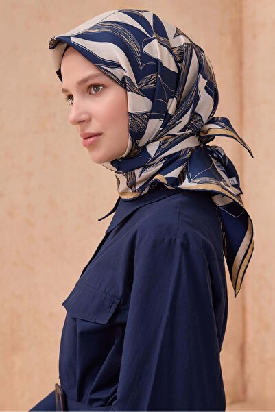 Belli Μεταξωτό Φουλάρι Τουίλ - 4123-31 Ναυτικό Μπλε Εκρού