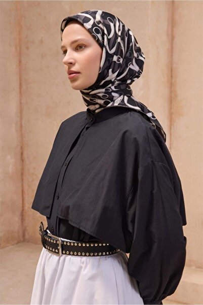 Belli Twill İpek Eşarp - 4125-82 Siyah