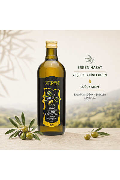 Görem Zeytin 1 Lt. Erken Hasat Sızma Zeytinyağı Puglia Şişe