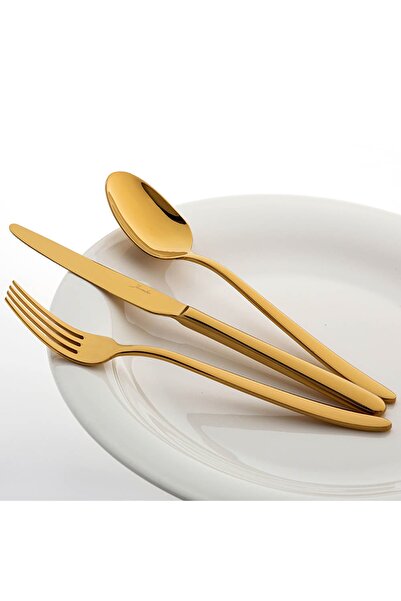 Jumbo طقم سكاكين شوكة وملعقة من التيتانيوم الذهبي عيار 9400 مكون من 84 قطعة ل...