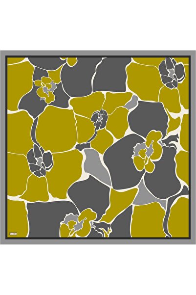 Belli Μεταξωτό Φουλάρι Τουίλ - 4041-33 Γκρι Κίτρινο