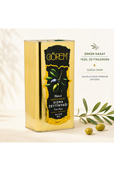 Görem Zeytin Erken Hasat Soğuk Sıkım Sızma Zeytinyağı 5 Lt.