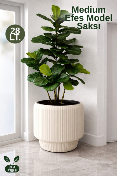 GİNZAMAİSON Medium Efes Model Saksı 35 cm İç Kovalı Dekoratif Saksı
