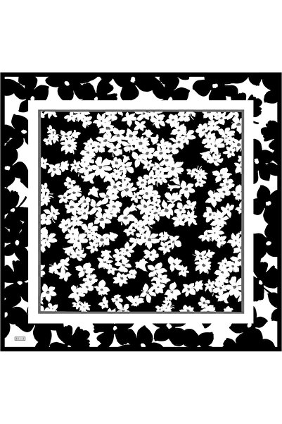 Belli Μεταξωτό μαντήλι Twill - 4044-84 Μαύρο και άσπρο