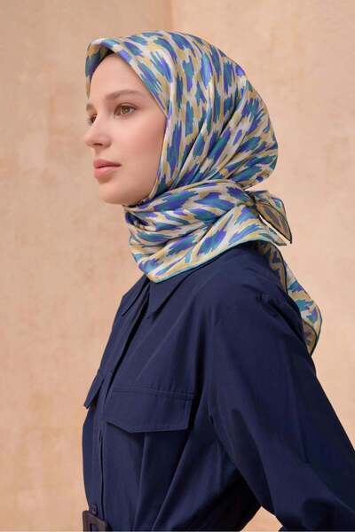 Belli Φουλάρι Twill Μετάξι - 4103-54 Μπεζ Μπλε