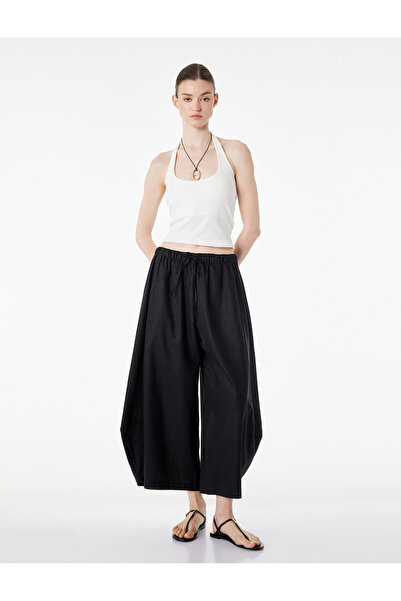 Koton Λινό παντελόνι μπαλόνι με ελαστική μέση, χαλαρή εφαρμογή και τσέπες