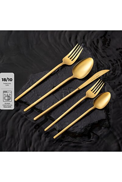 Lora Shiny Gold 60-Piece Cutlery Set for 12