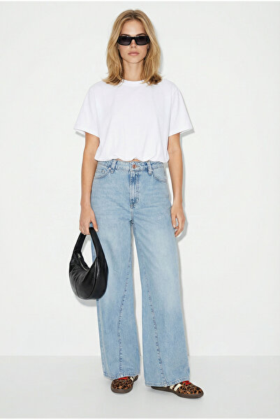 VENA Mid waist wide leg med blue jean pants-med blue