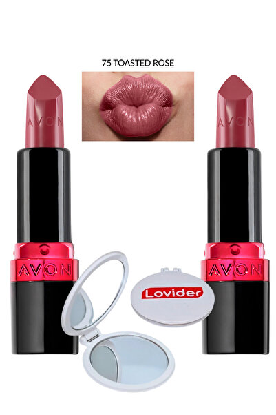 AVON Ultra Creamy Lipstick Toasted Rose 2-Piece + Lovider Pocket Mirror Gift