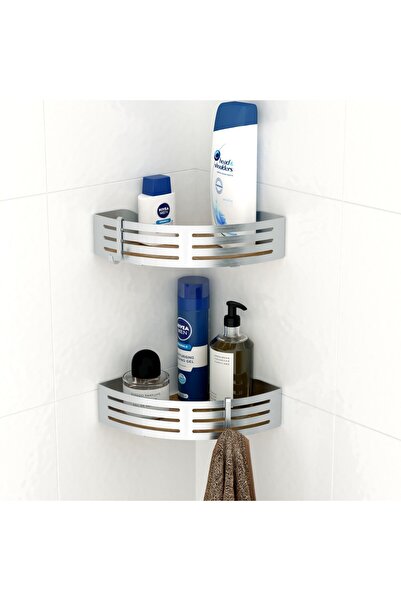Tekno-tel Γωνιακό ράφι μπάνιου Teknotel με ανοξείδωτο γάντζο, θήκη σαμπουάν, ...