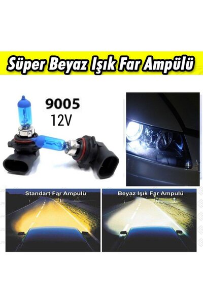 Universal HB3 9005 Beyaz Işık Far Ampulü 12V