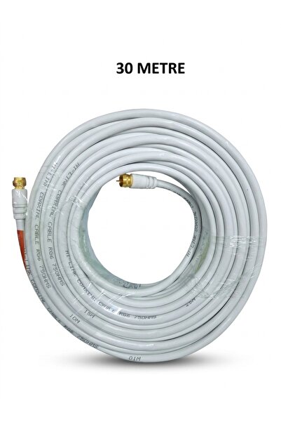 ZEYar Teknoloji Fabrikasyon Gold Uç F Konnektörlü 30 Metre LNB Uydu Kablosu -...