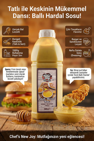 chef's new joy professional Ballı Hardal Sosu 2000 gr Honey Mustard Sauce