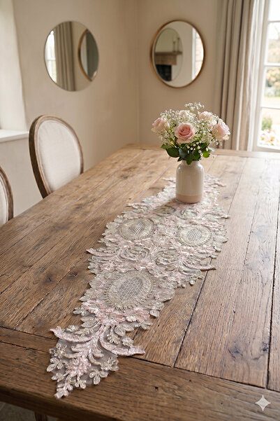 Evlen Home Viceroy Γαλλική Δαντελένια Τραβέρσα 150x40 εκ. Διακοσμητικό Τραπεζ...