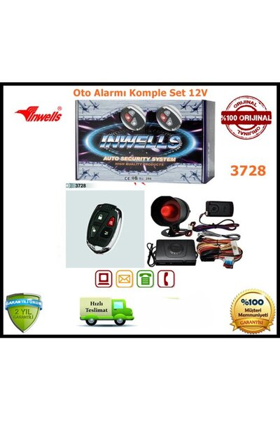 Inwells Oto Alarmı Sistemi Sustalı Kumandalı 12V 3227