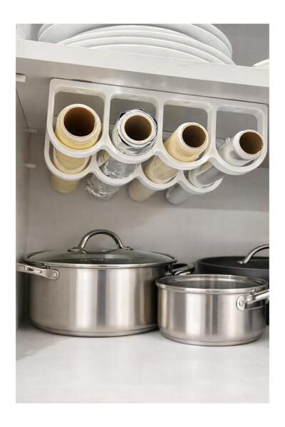 MisterionStudio ΛΕΥΚΗ θήκη για ρολά κουζίνας, χαρτί ψησίματος 4 θέσεων - οργα...