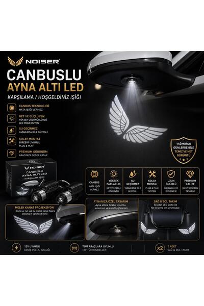 Noiser Universal Oto Araç Ayna Altı Angel Led Otomobil Gündüz Farı Araba Mele...