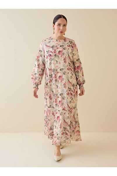 ALİA Φόρεμα με λεπτομέρεια με μοτίβο Kolağzı Gipe - Ροζ μοτίβο λουλουδιών -