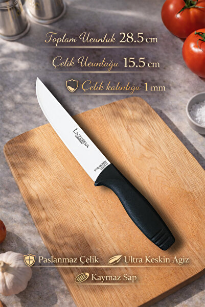 LAZBİSA Eco Serisi Mutfak Bıçak Seti Et Ekmek Sebze Salata Pizza Börek Pide Şef Bıçağı 4 Lü Set ( Mft-4561)
