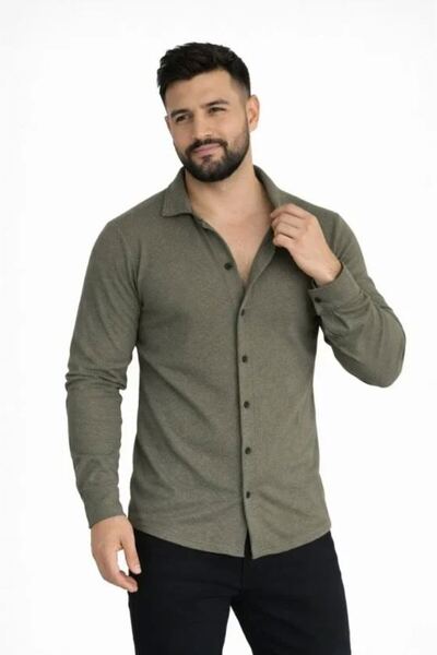 Kanonik Education Ανδρικό πουκάμισο από ύφασμα βάφλας με μακριά μανίκια και α...