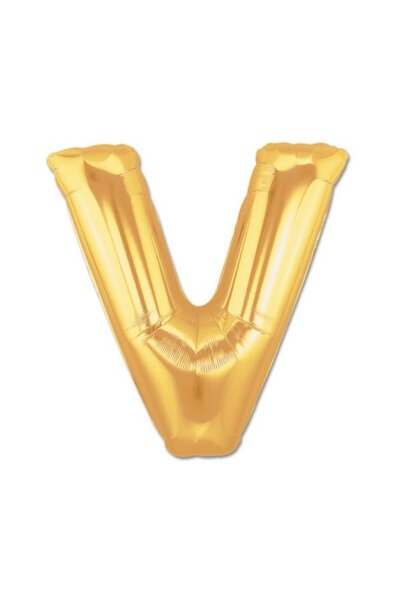 Kanonik Education Gold Yellow Foil Letter V Balloon 1 Meter