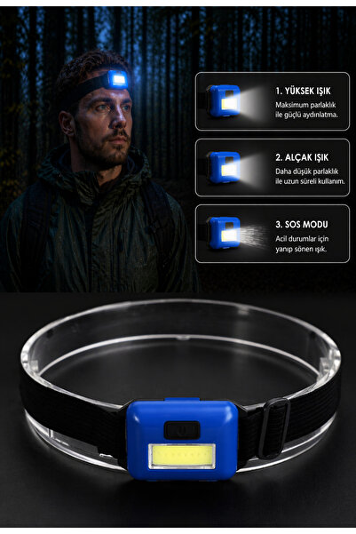 3 Function Cob Led Mini Head Lantern Lamp with Battery