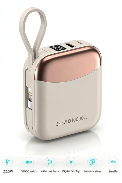 Denx 10000mAh Power Bank, 22.5W Fast Charging Output, Portable Charger with D...