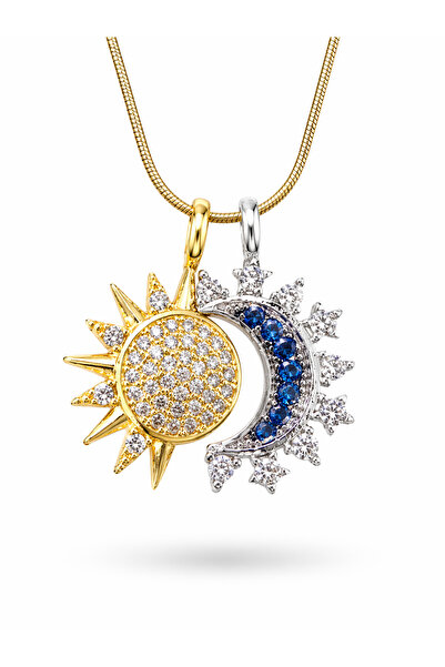 ZEYOLER FineJewelry Sun Moon Radiance Gold Çelik Kolye