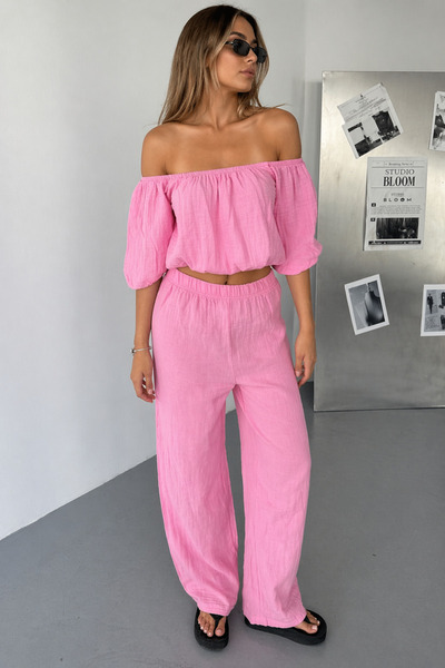 İLKCET MODA Σετ από ύφασμα μουσελίνας Madonna γιακά κάτω επάνω