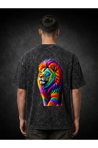 FREAK T-SHIRT Μαύρο Oversize Unisex T-Shirt με στάμπα, Vintage, που πλένεται