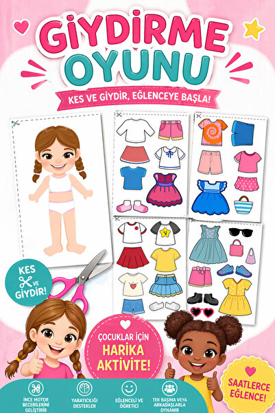 Organik Yolda Giydirme Oyunu, Kes ve Giydir, Çocuklar için Harika Aktivite.