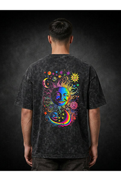 FREAK T-SHIRT تي شيرت أسود كبير الحجم مطبوع عليه Vintage قابل للغسل للجنسين