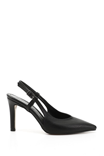 GÖNDERİ(R) Γυναικεία μαύρα παπούτσια Λεπτό τακούνι u με ανοιχτή πλάτη