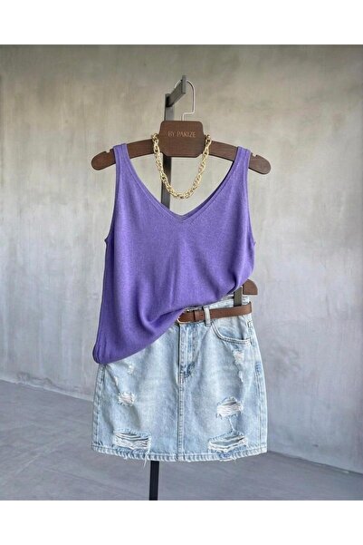 sumoda Γυναικεία μπλούζα Mercerized Comfort Fit με λαιμόκοψη V μπροστά και πί...