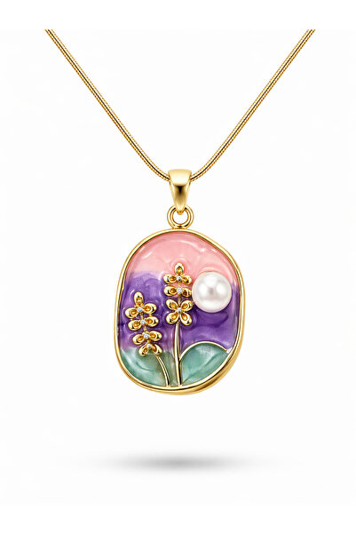 ZEYOLER FineJewelry Flora Pearl İnci Detaylı Çelik Kolye