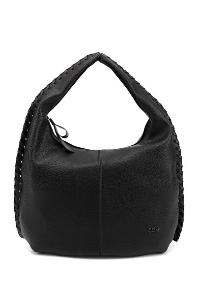 GÖNDERİ(R) Γυναικεία τσάντα ώμου σε μαύρο και καφέ χρώμα