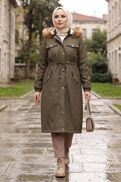 Bestenur Παλτό Leon Mobile Hooded 594 - Χακί