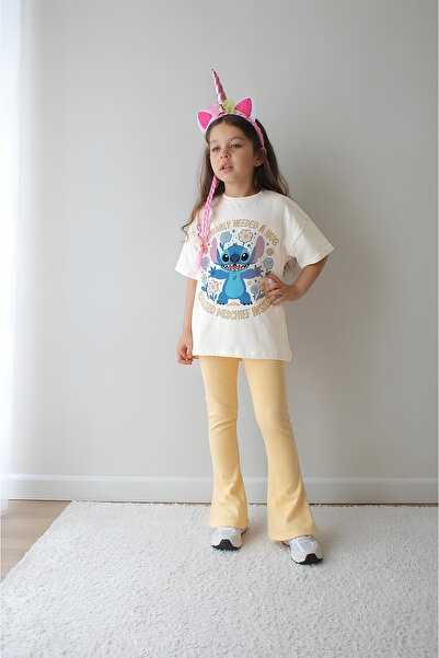 Belya Kids Wear Set pentru fete, top și pantaloni scurți supradimensionați, c...