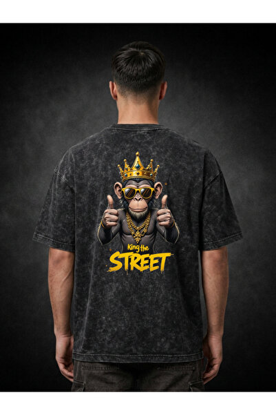 FREAK T-SHIRT Μαύρο Oversize Unisex T-Shirt με στάμπα, Vintage, που πλένεται