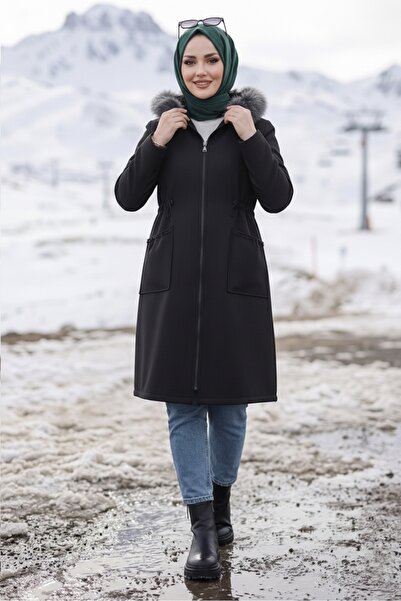 Bestenur Mandes Tunnel Belted Coat 592 - Μαύρο